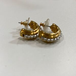 MONET GOLD Hoops with Silver Bead Center Trim!